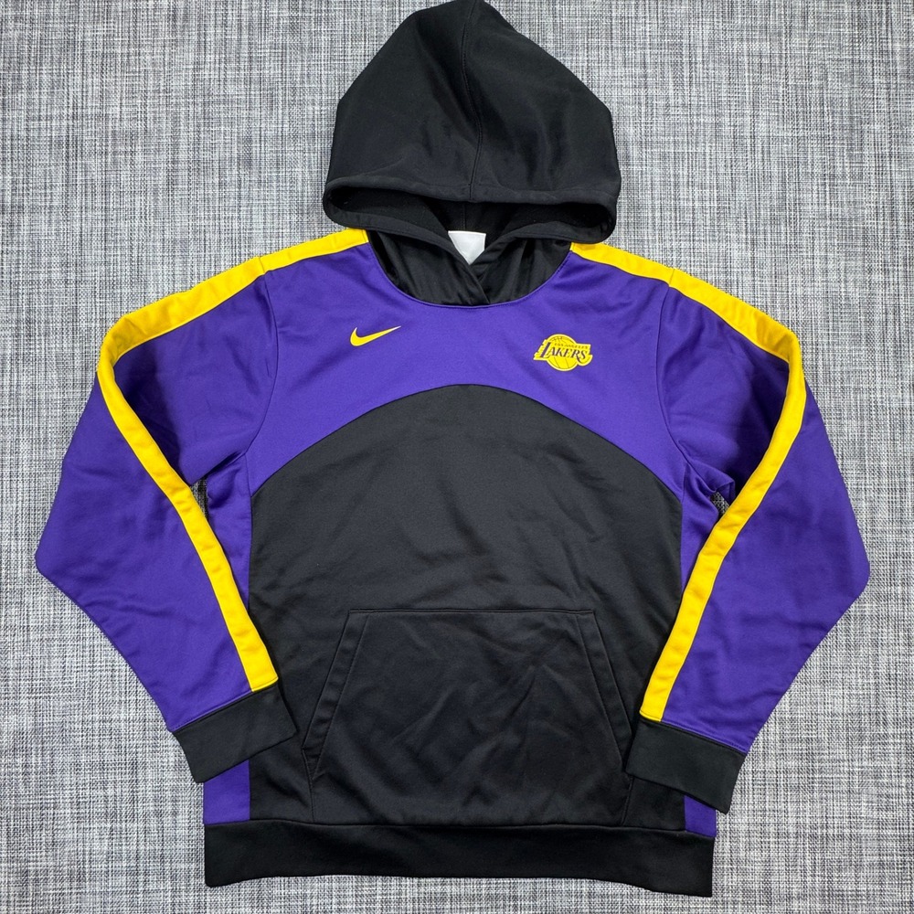 Nike Youth XL 18/20 Los Angeles Lakers Therma-FIT Hoodie Purple Black Pullover